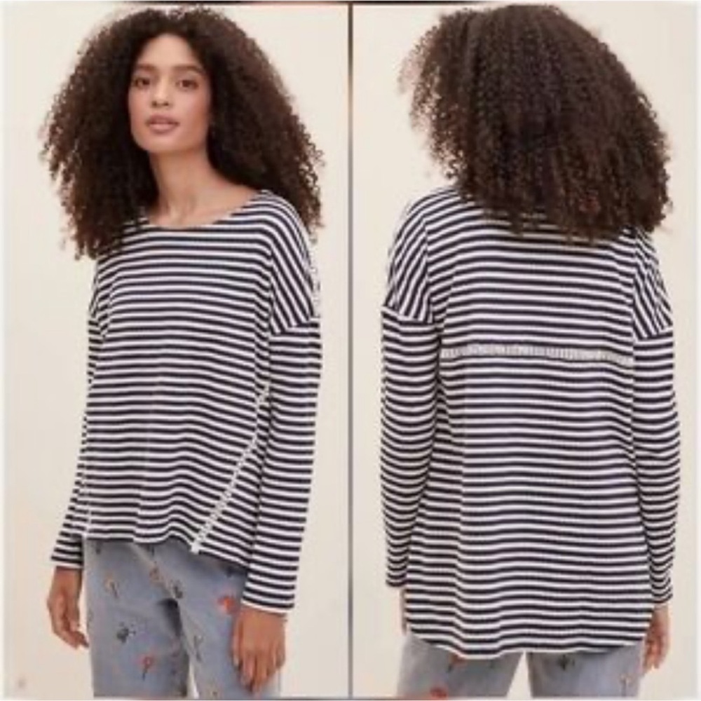 Anthropologie Navy and White Striped Sweatshirt - Picture 2 of 5